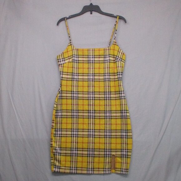 Papaya Dresses & Skirts - Papaya Spaghetti Strap Bodycon Plaid Yellow Women Size‎ | XS